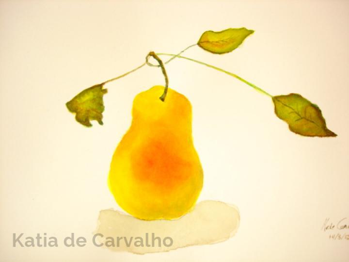 8) A pear watercolour 30x20cm